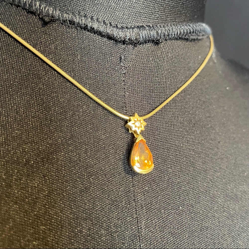 SOLD Citrine and Diamond Gold Necklace